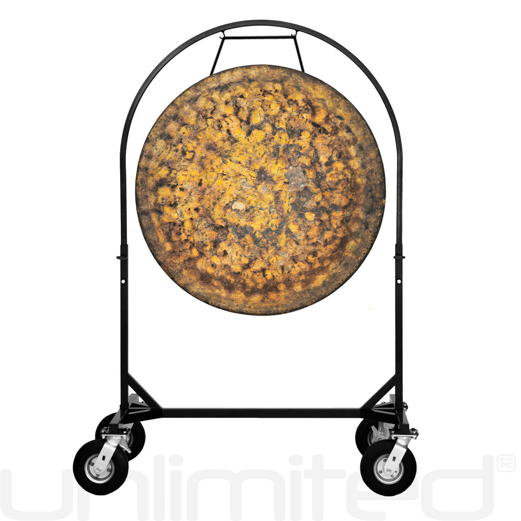 36" Gongs on the Black Corps Design Adjustable Marching Band Gong Stand - CUSTOM ORDER