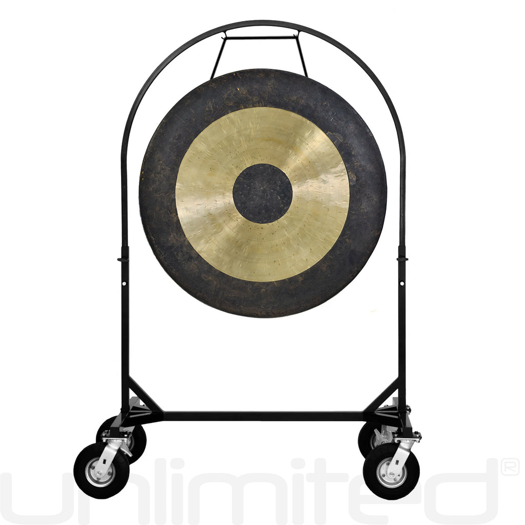 36" Gongs on the Black Corps Design Adjustable Marching Band Gong Stand - CUSTOM ORDER
