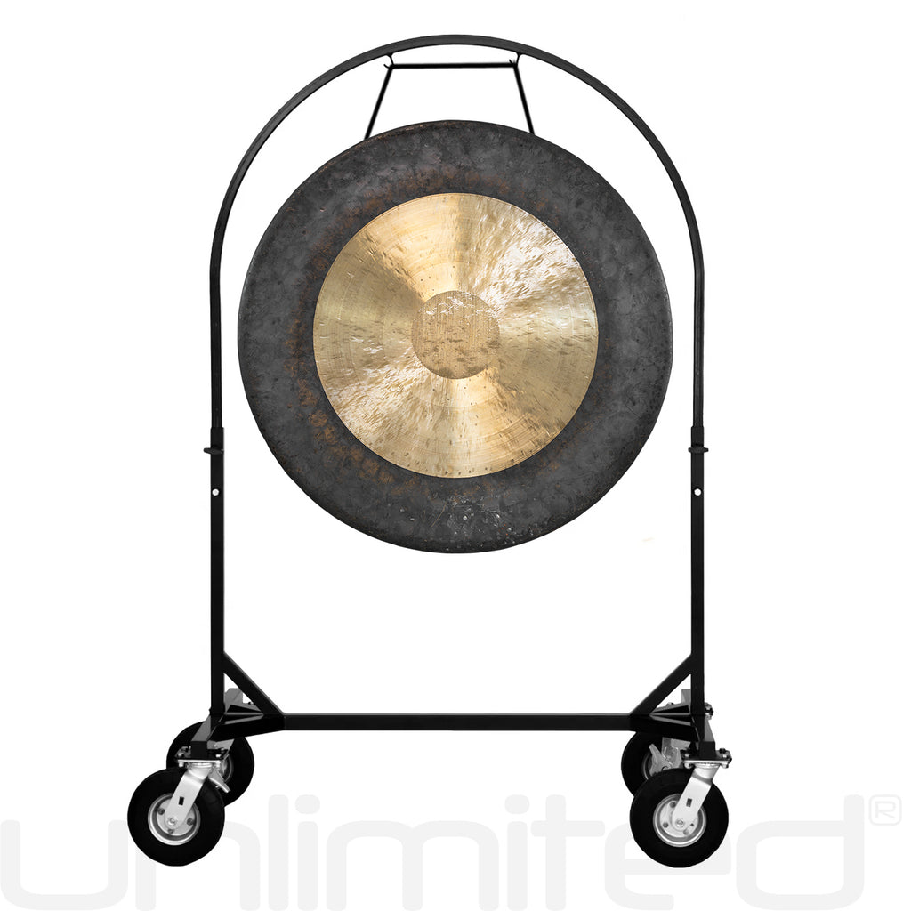 36" Gongs on the Black Corps Design Adjustable Marching Band Gong Stand - CUSTOM ORDER