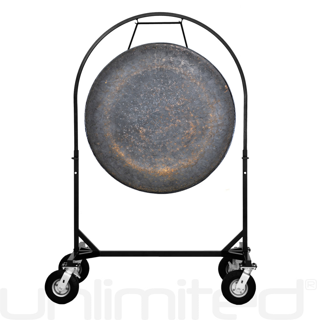 36" Gongs on the Black Corps Design Adjustable Marching Band Gong Stand - CUSTOM ORDER