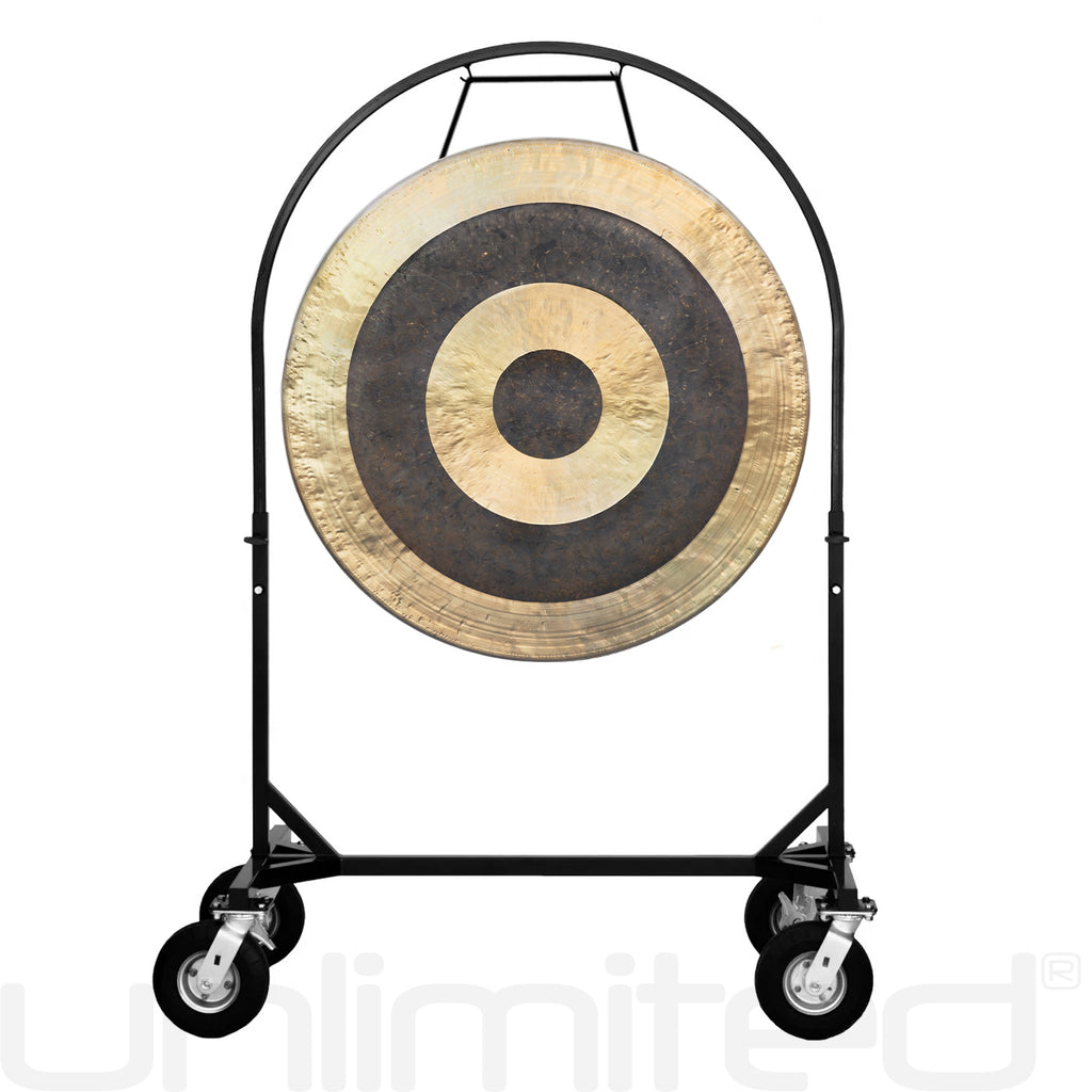 36" Gongs on the Black Corps Design Adjustable Marching Band Gong Stand - CUSTOM ORDER