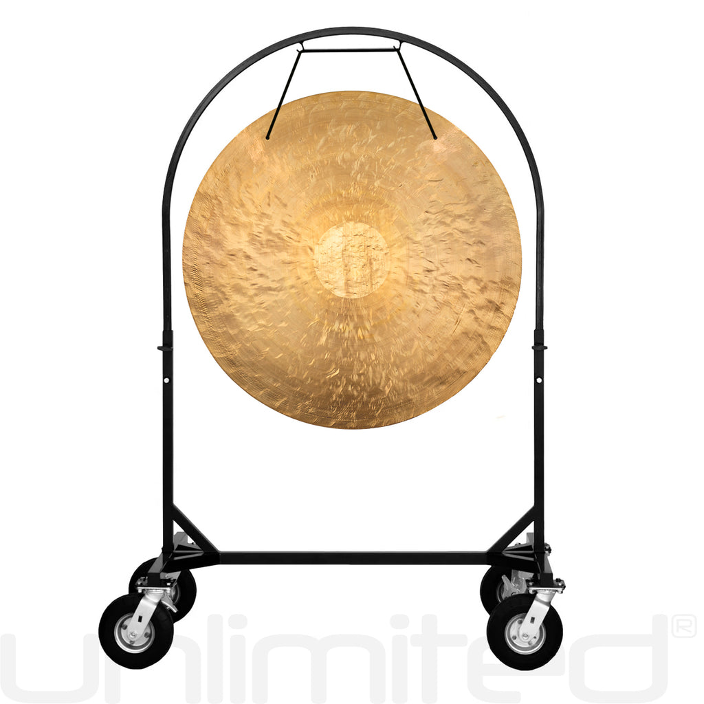 36" Gongs on the Black Corps Design Adjustable Marching Band Gong Stand - CUSTOM ORDER