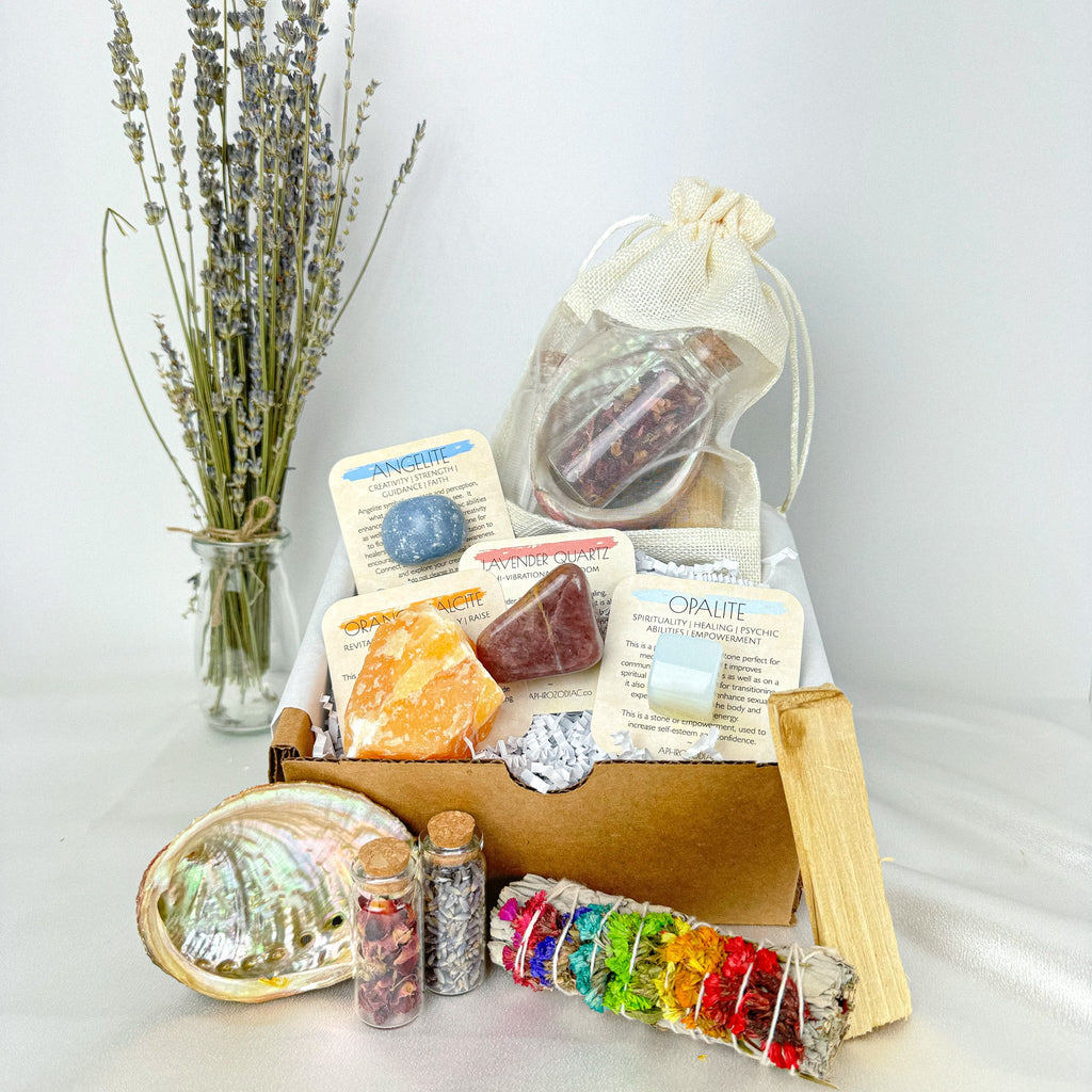 AphroZodiac - Aquarius Crystal Set for Motivation & Determination - Includes Aura Cleansing Kit