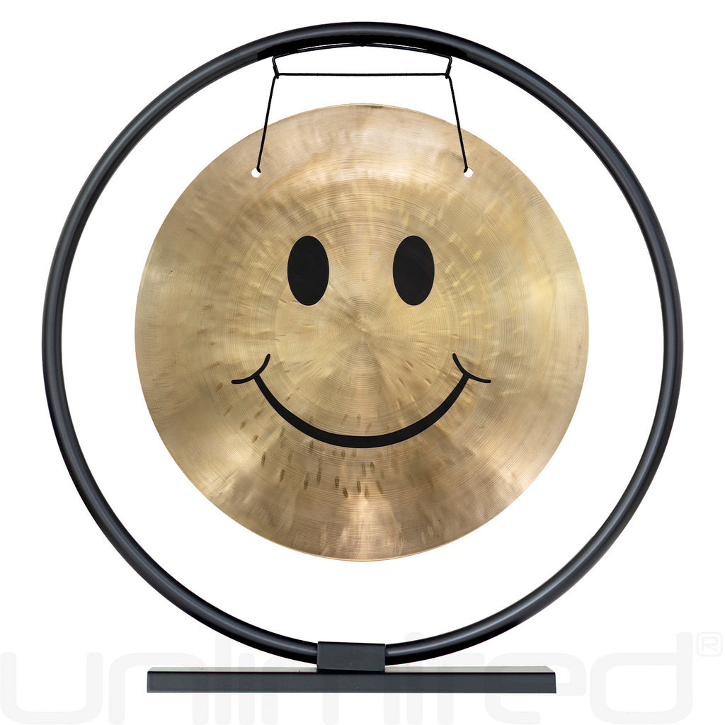 14" Smiley Face Gong on the Au Courant Gong Stand
