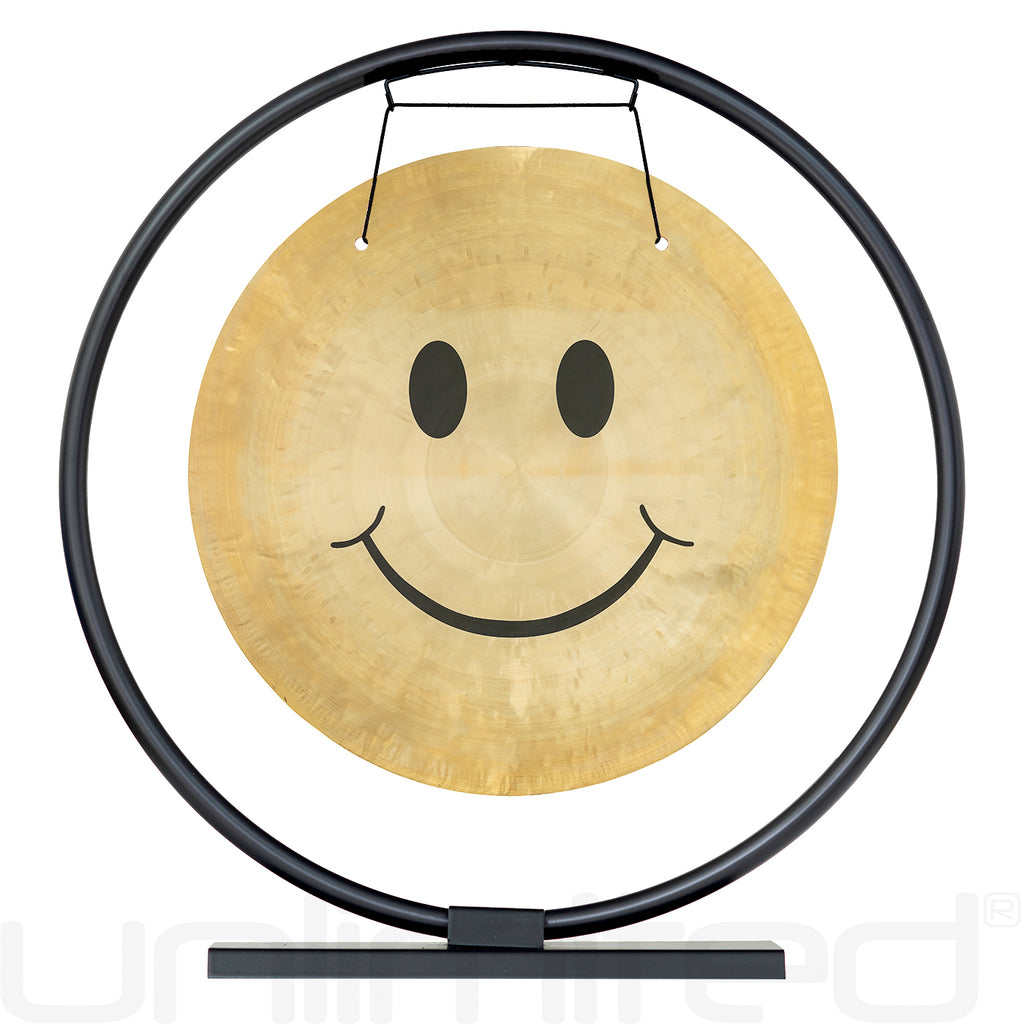 14" Smiley Face Gong on the Au Courant Gong Stand
