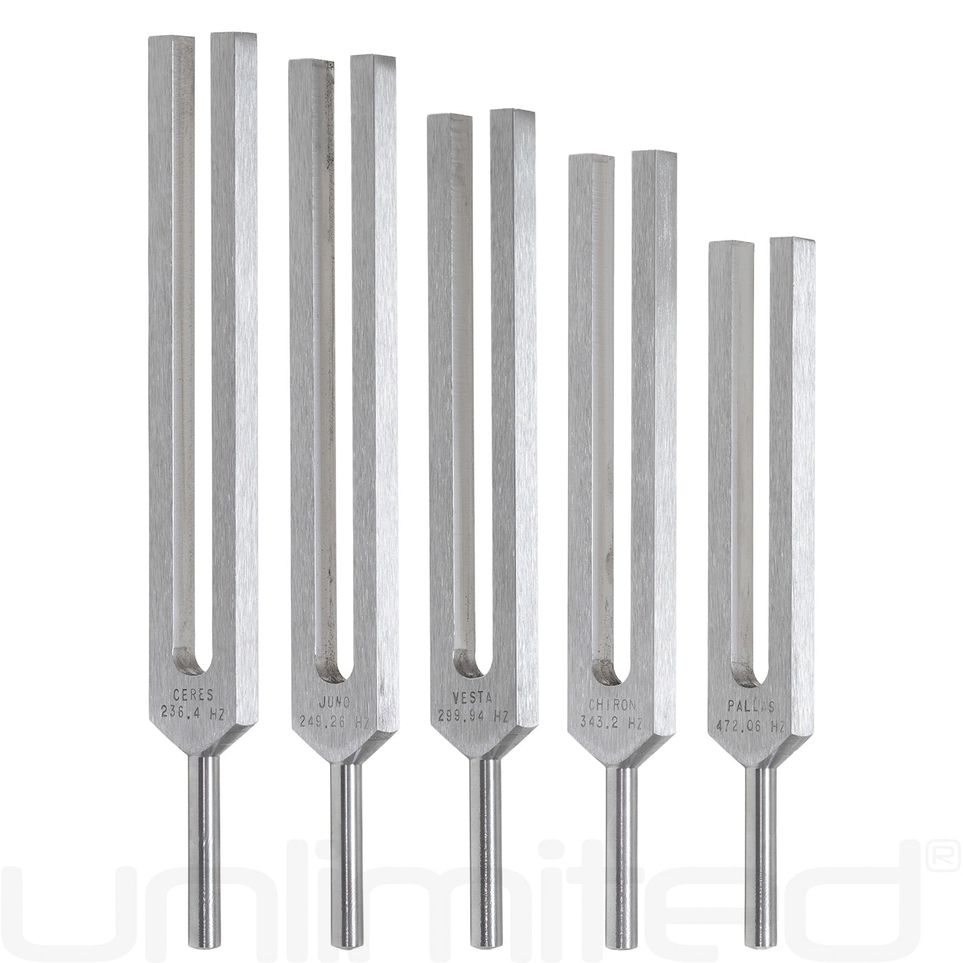 Biosonics チューニングフォークセット Biosonics Set of 5 Asteroid Tuning Forks - Gongs Unlimited