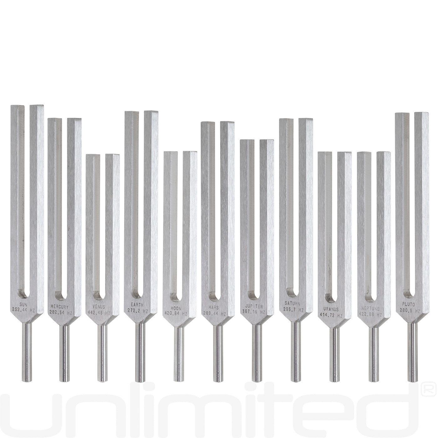 Biosonics Set of 11 Planetary Tuning Forks (Unweighted) - Gongs