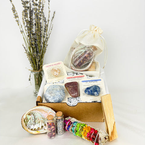 AphroZodiac - Cancer Zodiac Crystal Set for Emotional Support & Stability - Includes Aura Cleansing Kit