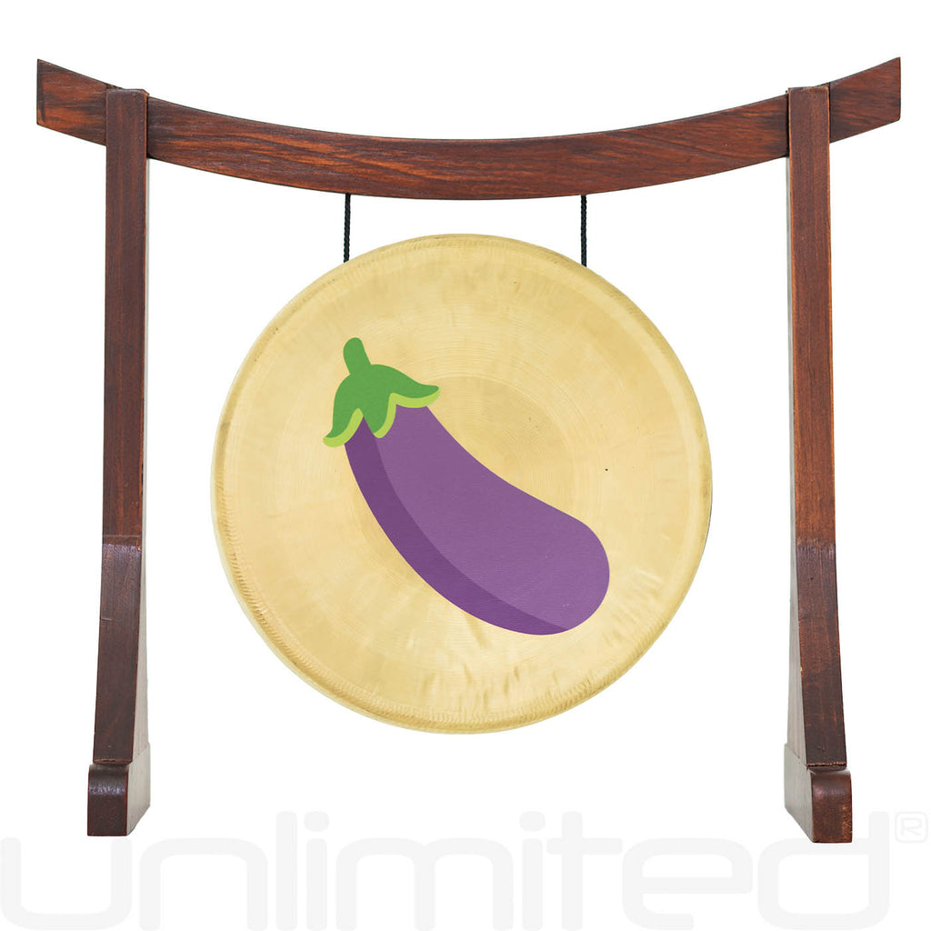 Eggplant Emoji Gong on Stands