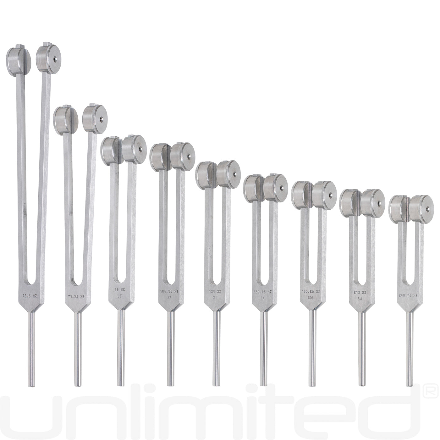 Luminanti Solfeggio Body Set of 9 Tuning Forks (Weighted) - Gongs