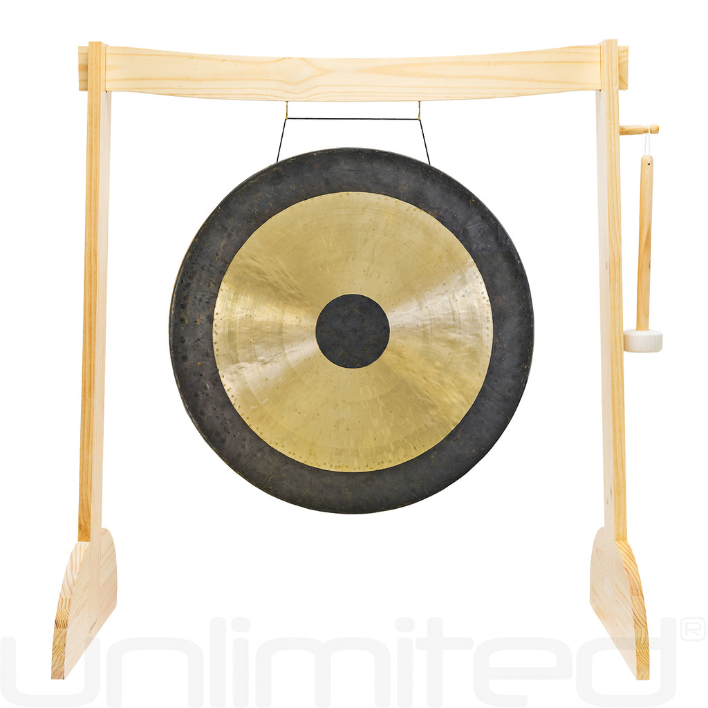 34" to 38" Gongs on the Large Lunaphonic Wood Gong Stand