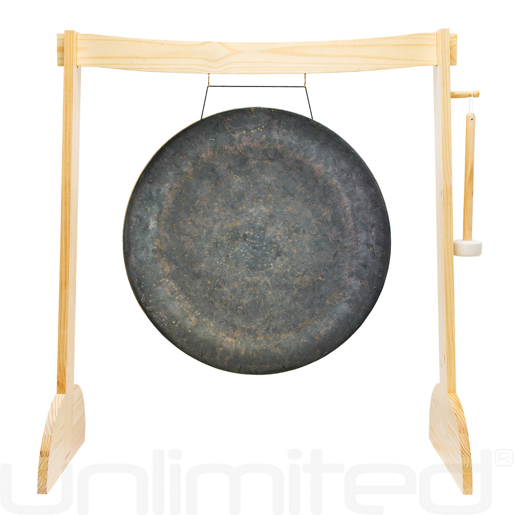 34" to 38" Gongs on the Large Lunaphonic Wood Gong Stand