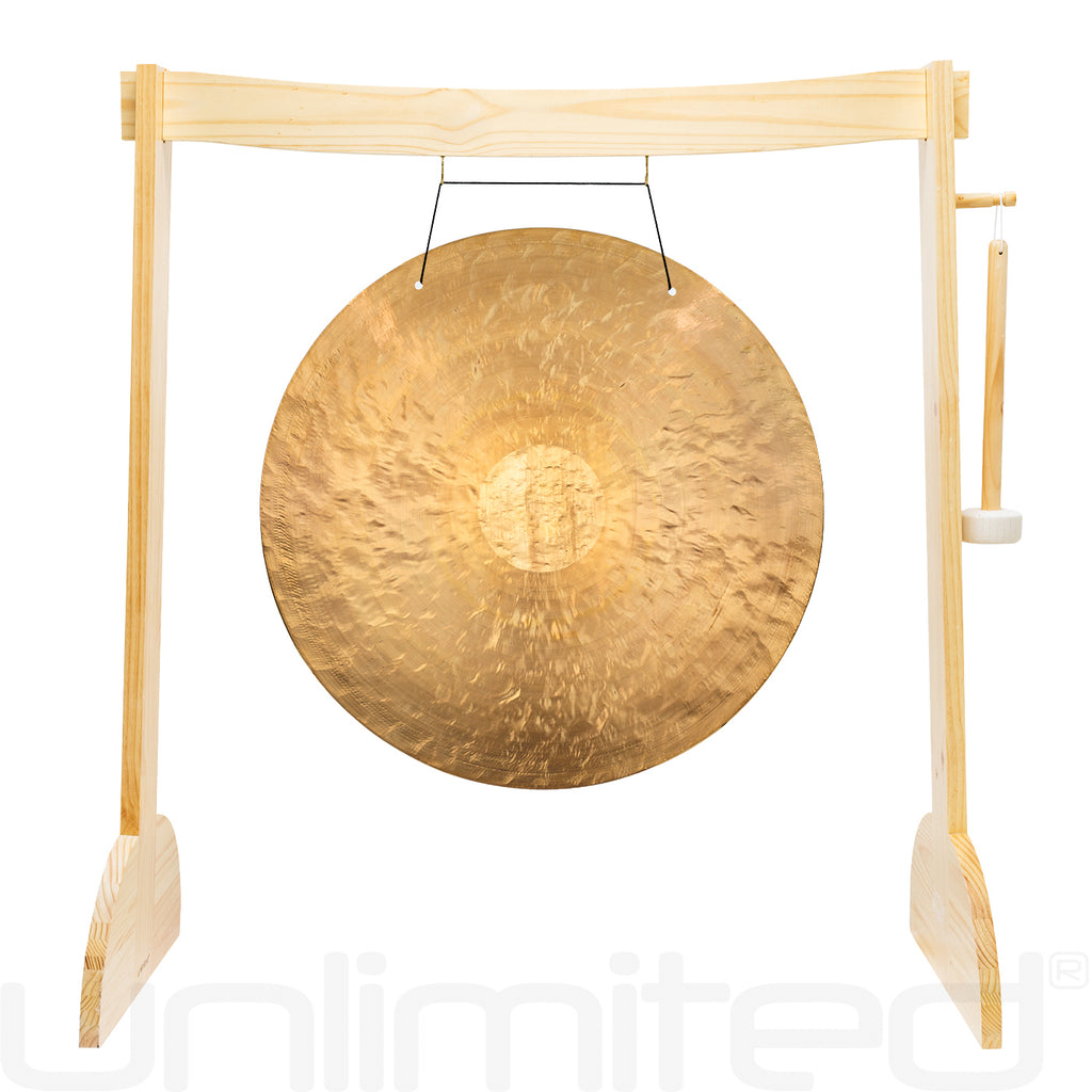 34" to 38" Gongs on the Large Lunaphonic Wood Gong Stand