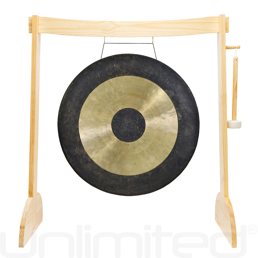 34" to 38" Gongs on the Large Lunaphonic Wood Gong Stand