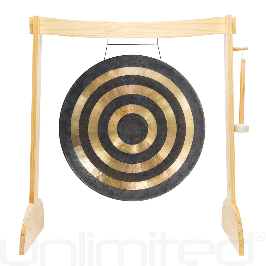 34" to 38" Gongs on the Large Lunaphonic Wood Gong Stand