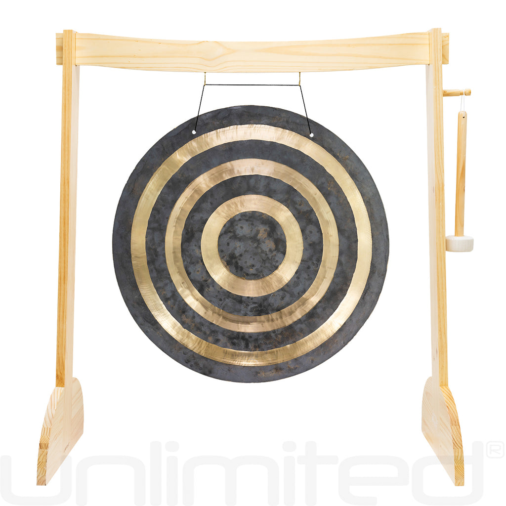 34" to 38" Gongs on the Large Lunaphonic Wood Gong Stand