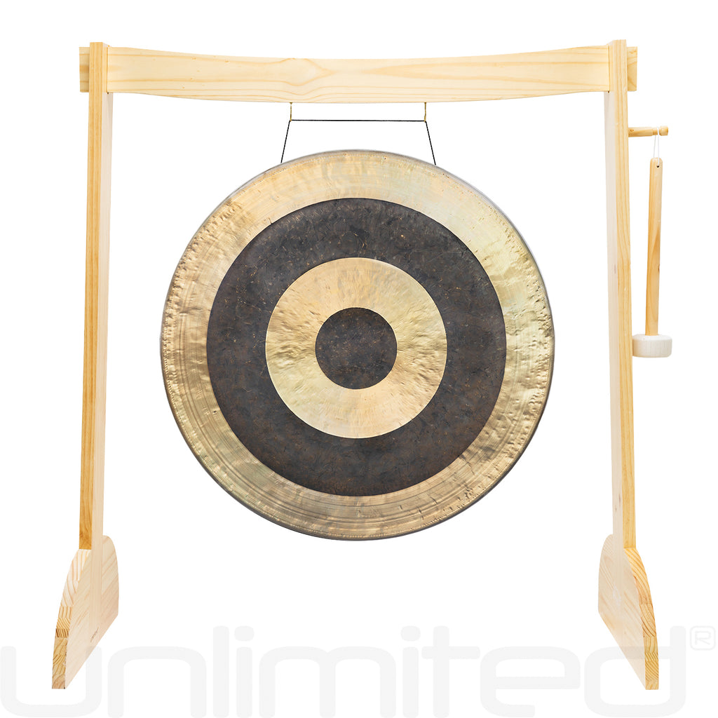 34" to 38" Gongs on the Large Lunaphonic Wood Gong Stand