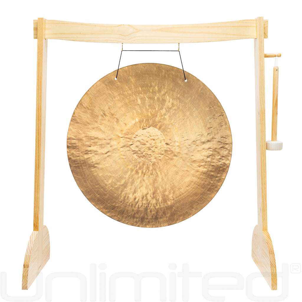 34" to 38" Gongs on the Large Lunaphonic Wood Gong Stand