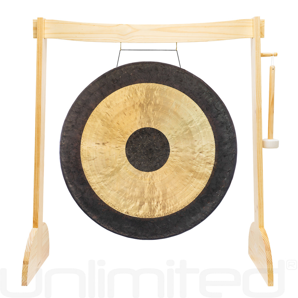 34" to 38" Gongs on the Large Lunaphonic Wood Gong Stand