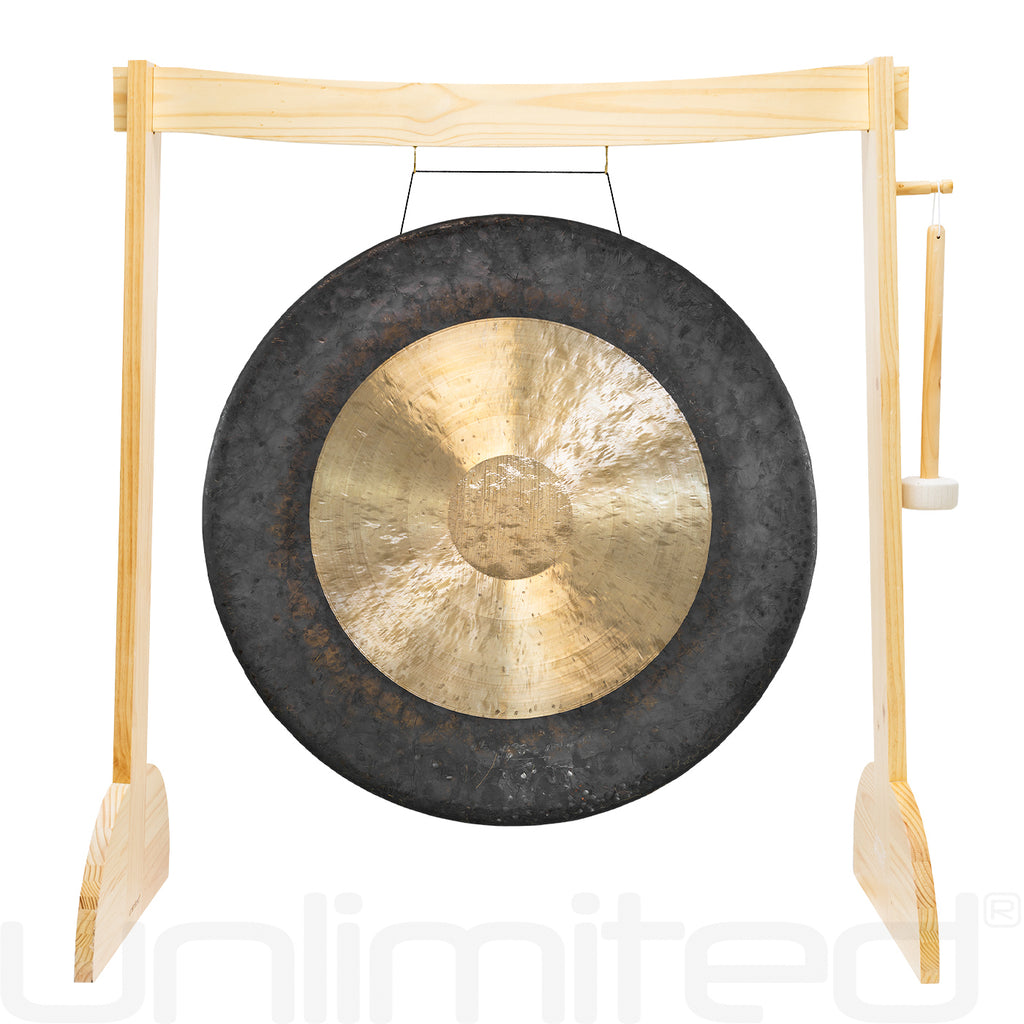 34" to 38" Gongs on the Large Lunaphonic Wood Gong Stand
