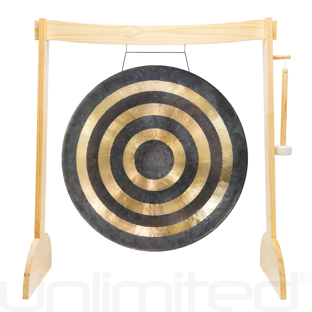 34" to 38" Gongs on the Large Lunaphonic Wood Gong Stand