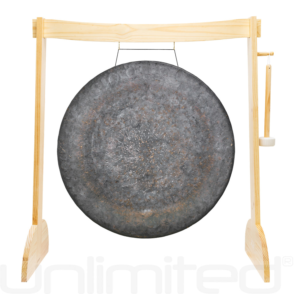 34" to 38" Gongs on the Large Lunaphonic Wood Gong Stand
