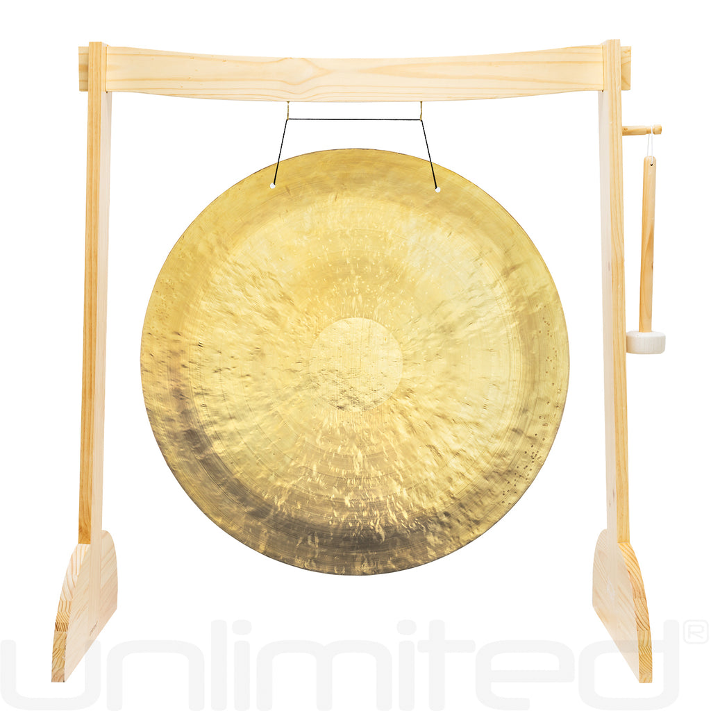 34" to 38" Gongs on the Large Lunaphonic Wood Gong Stand