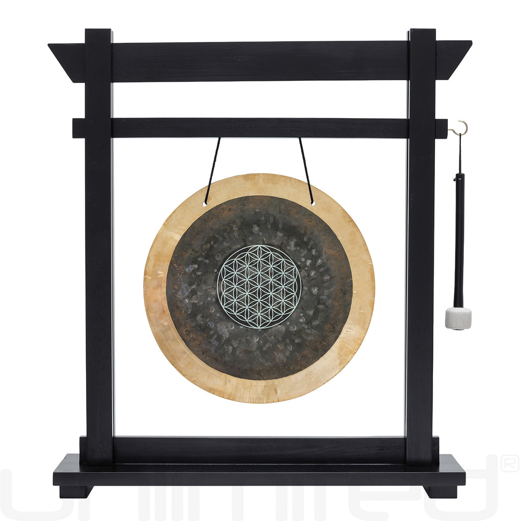 14" Flower of Life Deep Breath Gongs on Stands