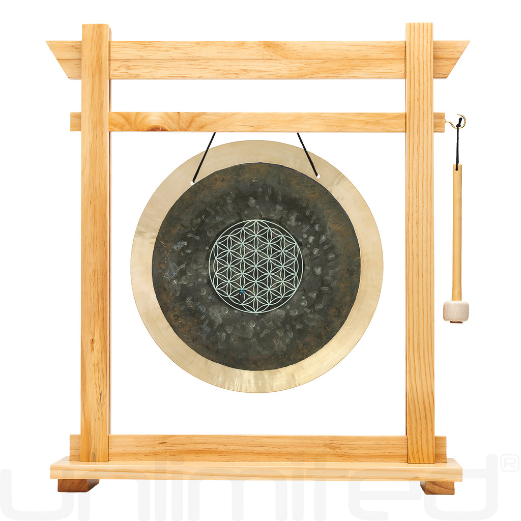 14" Flower of Life Deep Breath Gongs on Stands