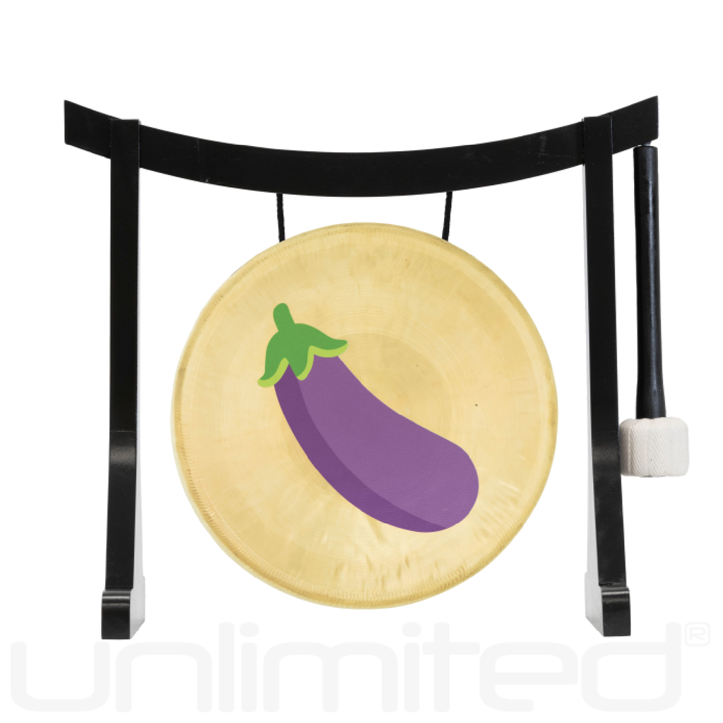 Eggplant Emoji Gong on Stands