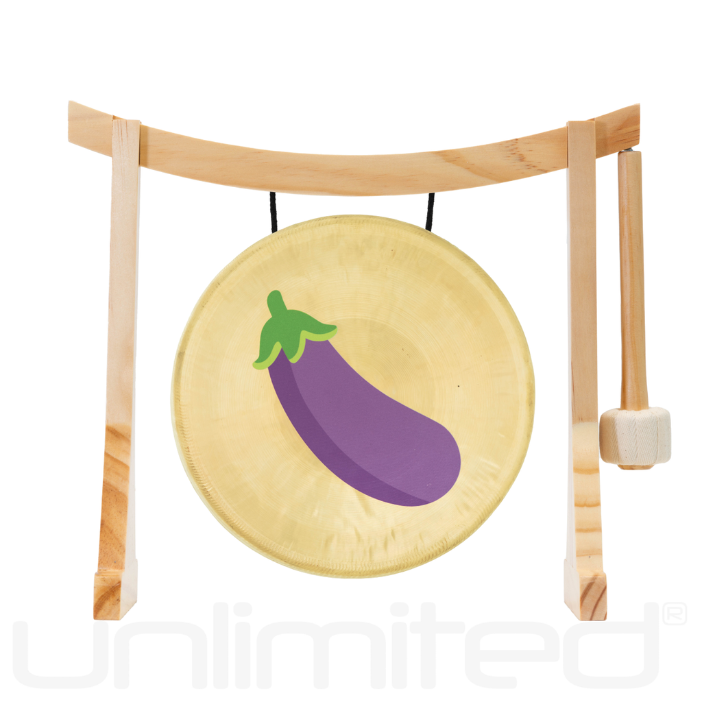 Eggplant Emoji Gong on Stands