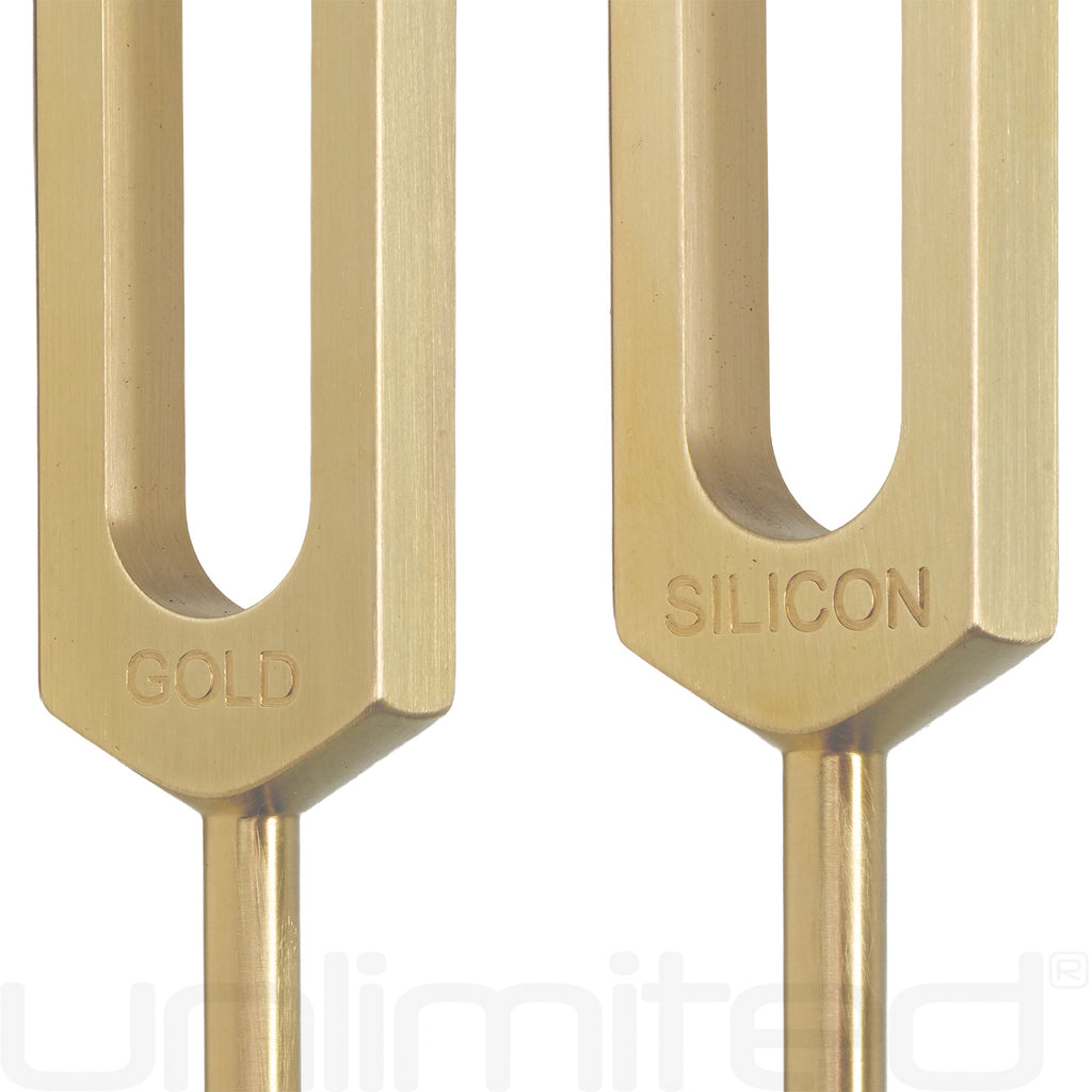 PraPelnia Gold, Silver, Silicon, Platinum Set of 4 Brass Tuning Forks