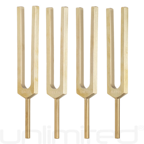 PraPelnia Restorative Sleep Set of 4 Brass Tuning Forks - Brainwaves
