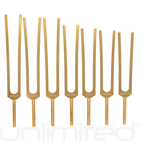 PraPelnia Seven Chakras Brass Tuning Fork Set