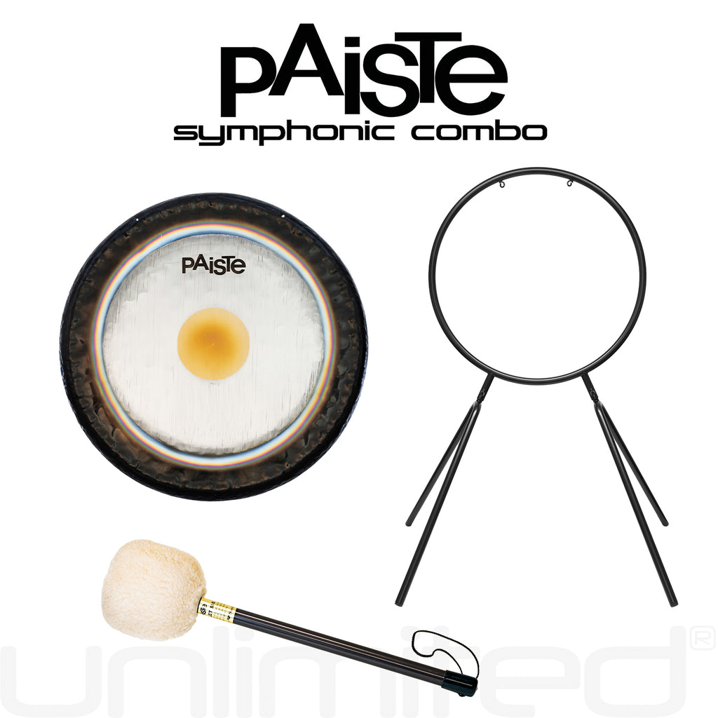 Paiste Symphonic Gong on Orchestra Stand with Mallet Combos
