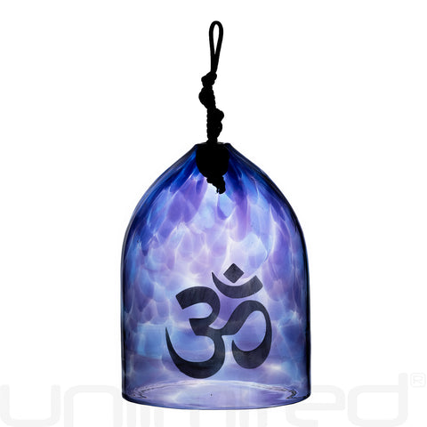 Shrader Made Glass Purple Aurora Bell with Om Symbol