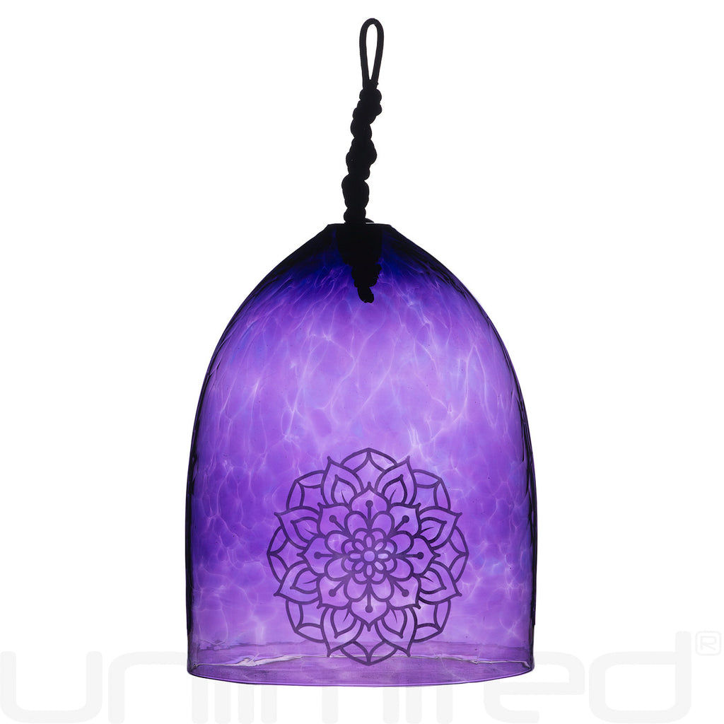 Shrader Made Glass - Starlight Purple Flame Bell with Mandala Symbol