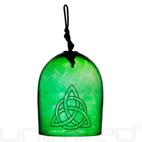 Shrader Made Glass Emerald Green Bell with Celtic Knot Symbol
