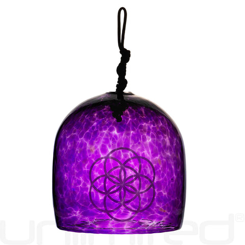 Shrader Made Glass Violet Flame Bell with Seed of Life Symbol