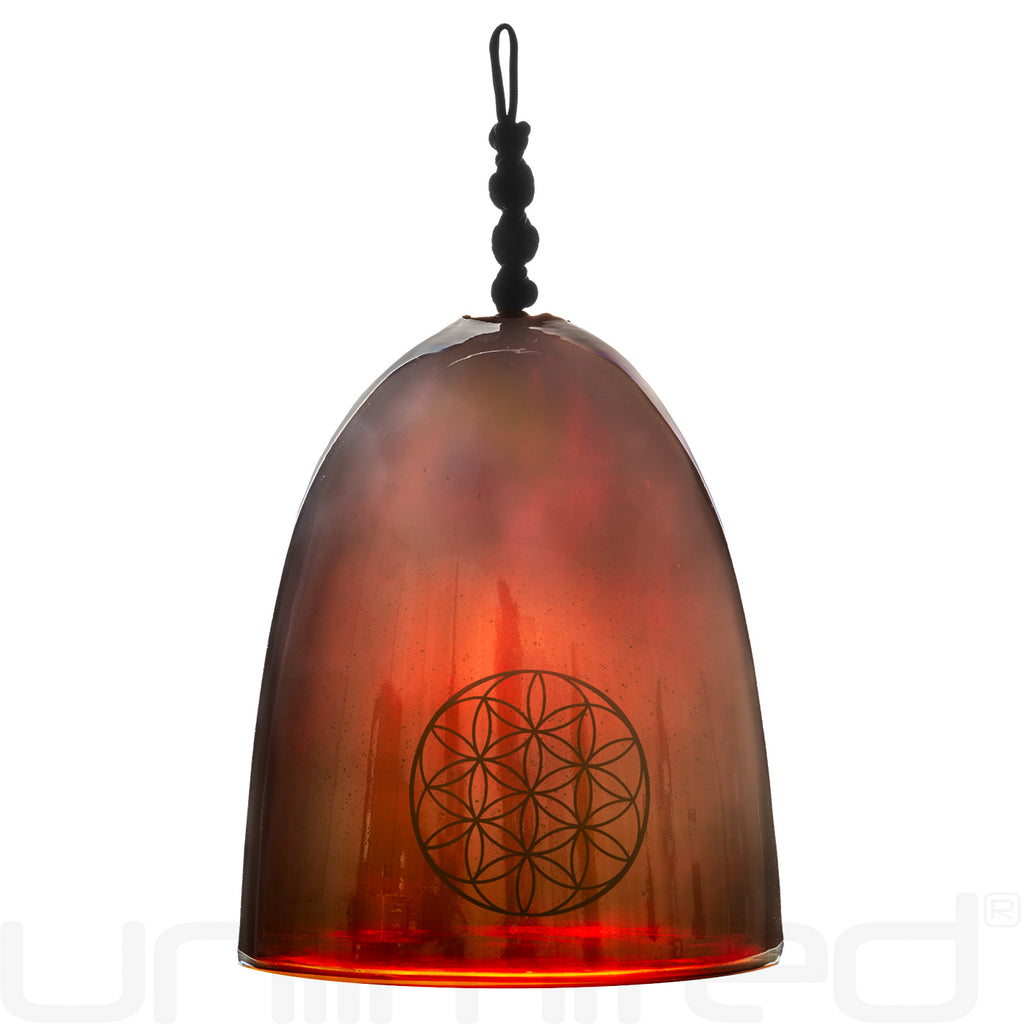 Shrader Made Glass Iris Gold Bell with Flower of Life Symbol