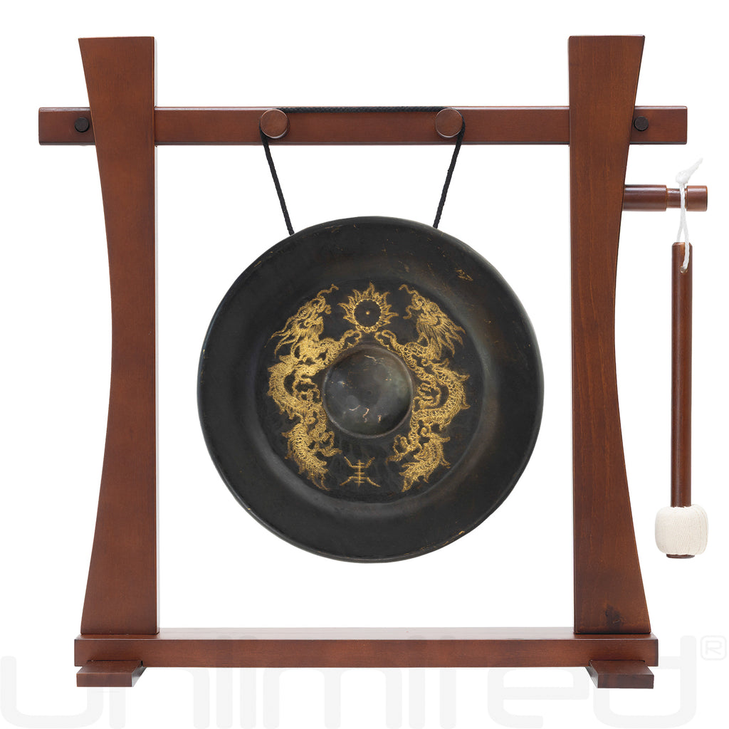 8" - 10" Vietnamese Gongs on the Tabletop Spirit Guide Gong Stand