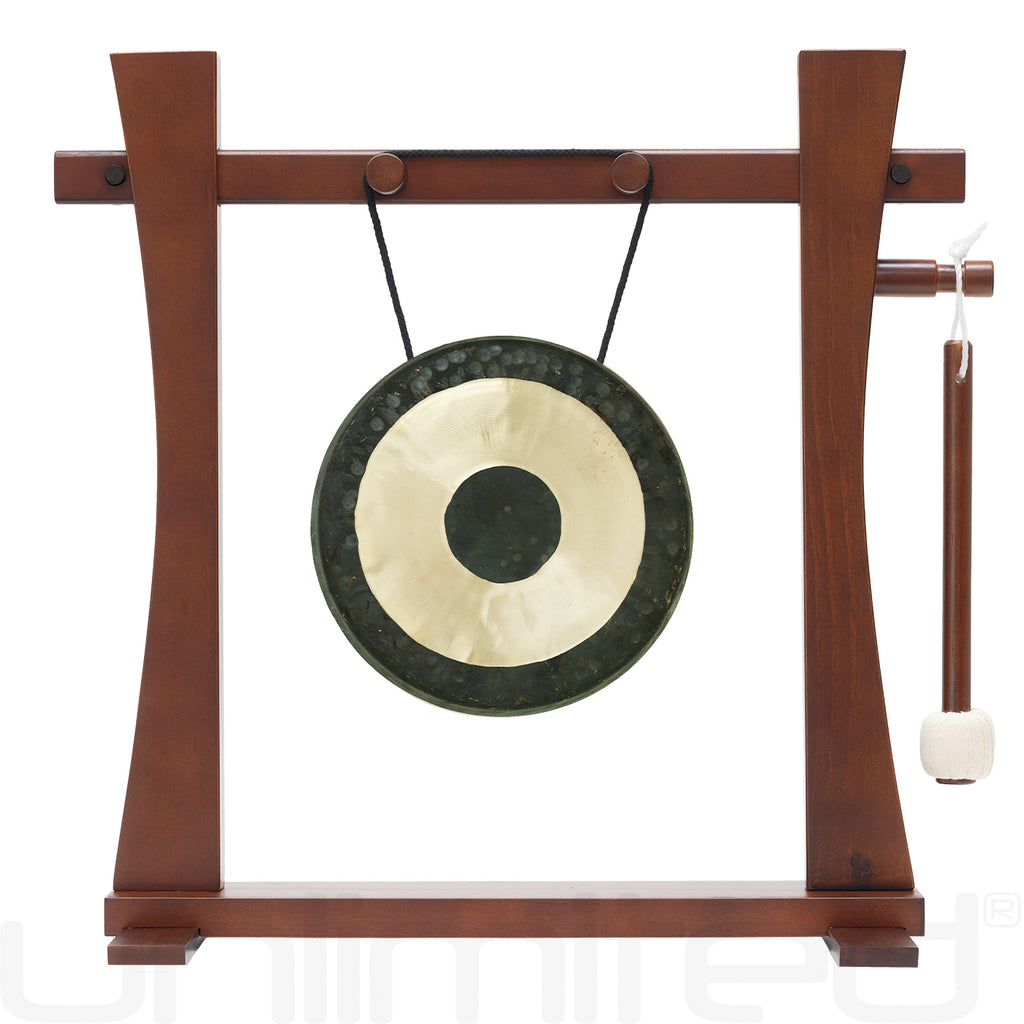 8" to 10" Chinese Gongs on the Tabletop Spirit Guide Gong Stand