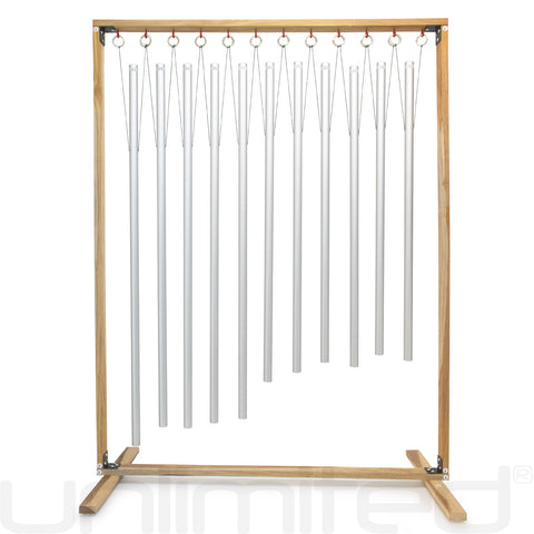 Set of 11 Planetary Tuned Healing Chimes with Wooden Stand