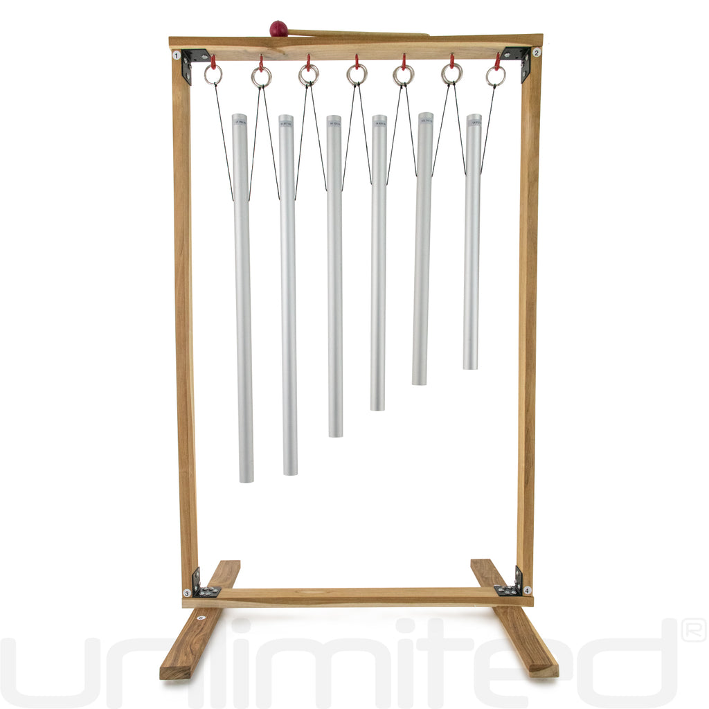 Set of 6 Sacred Solfeggio Tuned Healing Chimes with Wooden Stand