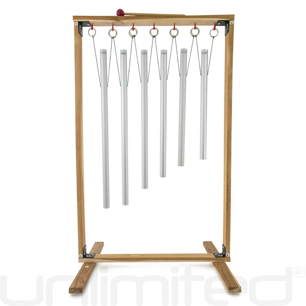 Set of 6 Sacred Solfeggio Tuned Healing Chimes with Wooden Stand