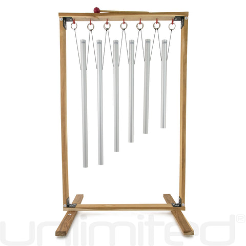 Set of 6 Sacred Solfeggio Tuned Healing Chimes with Wooden Stand