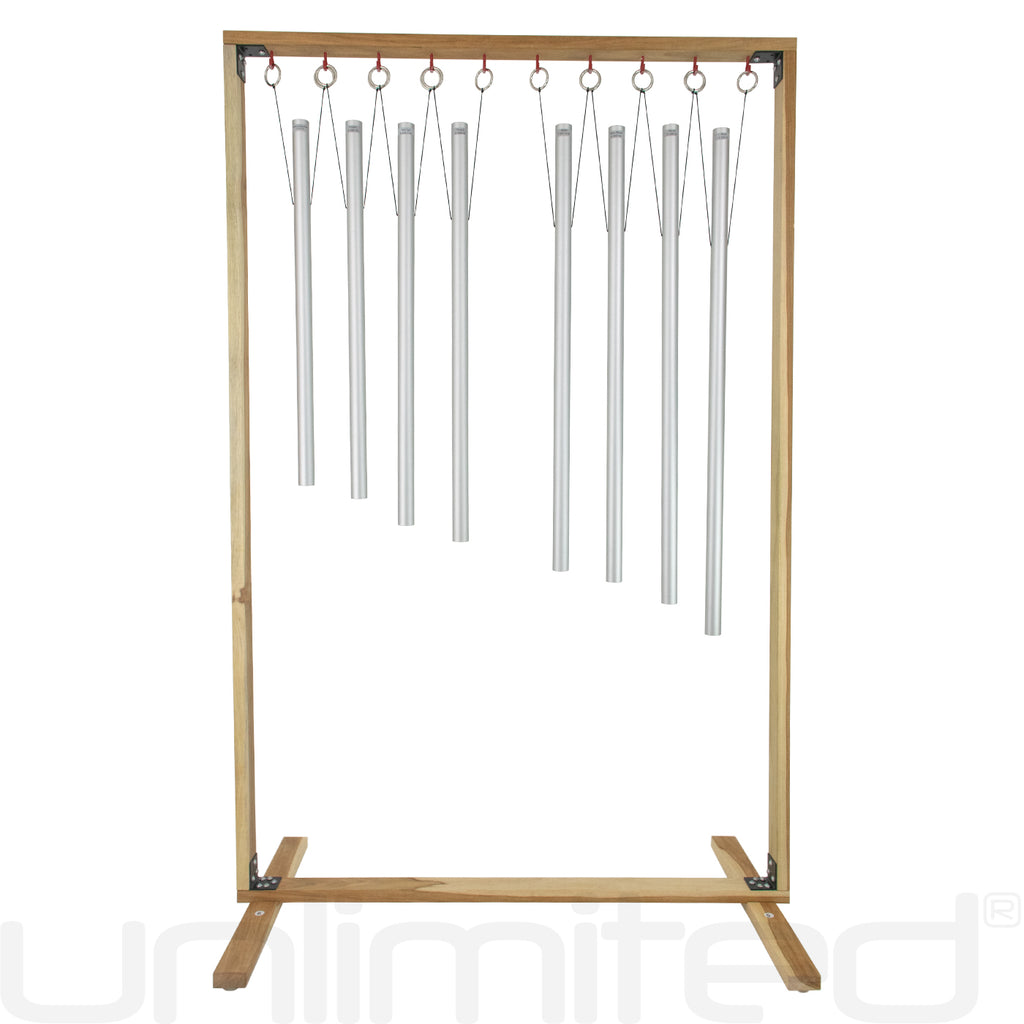 Set of 8 Harmonic Tuned Healing Chimes with Wooden Stand