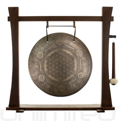 18" Flower of Life Prayer Gong on Spirit Guide Gong Stand