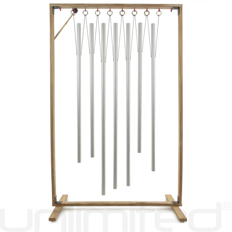 Set of 7 Chakra Tuned Healing Chimes with Framed Wood Stand