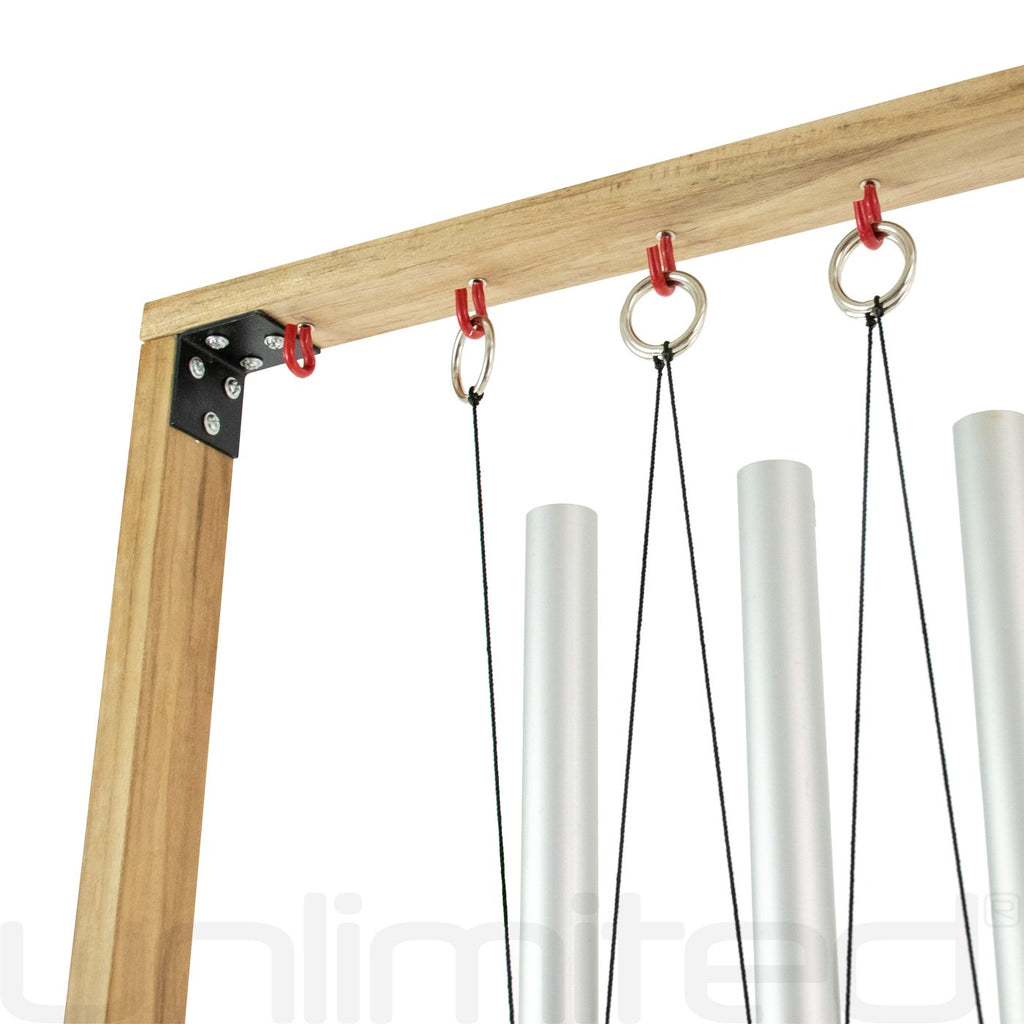 Set of 8 Fibonacci Tuned Healing Chimes with Framed Wood Stand
